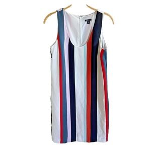 Ann Taylor Size 4 Woman's Multi Striped Sleeveless Career Dress Happy Vibrant